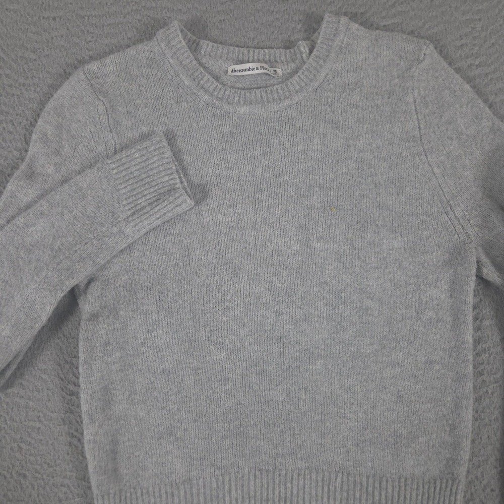 Abercrombie & Fitch Sweater Womens Medium Gray Crewneck Knit Ribbed Pullover